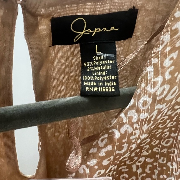 Japna leopard print shimmer dress with ruffles and plunge v-neck size large - Picture 10 of 10